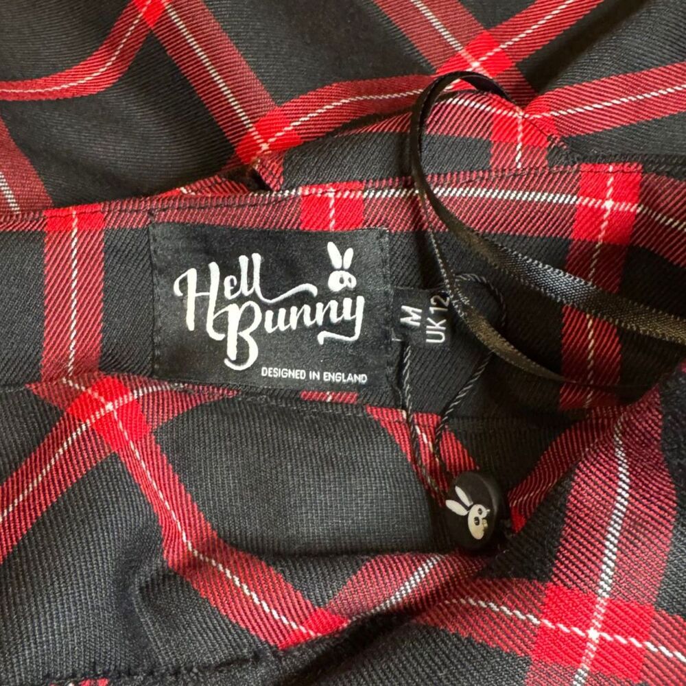Hell Bunny Black and Red Plaid Vintage-Inspired Mini Dress - Picture 7 of 10